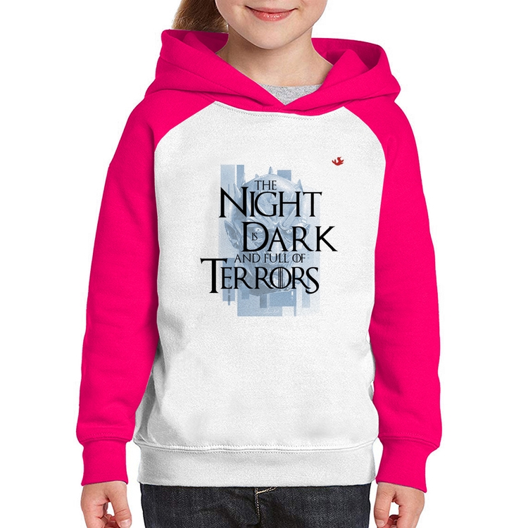Moletom Infantil The night is dark and full of terrors - Branco/Rosa