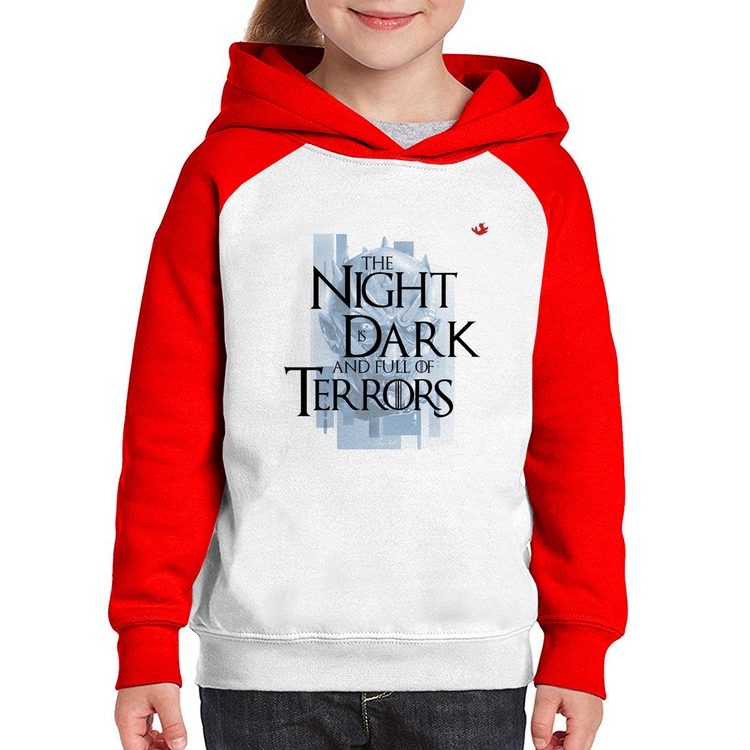 Moletom Infantil The night is dark and full of terrors - Branco/Vermelho