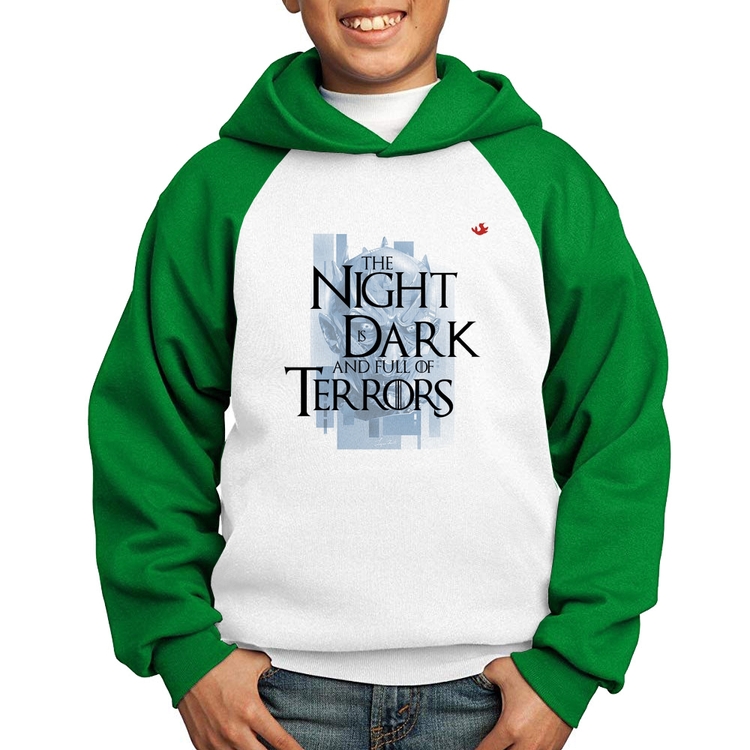 Moletom Infantil The night is dark and full of terrors - Branco/Verde