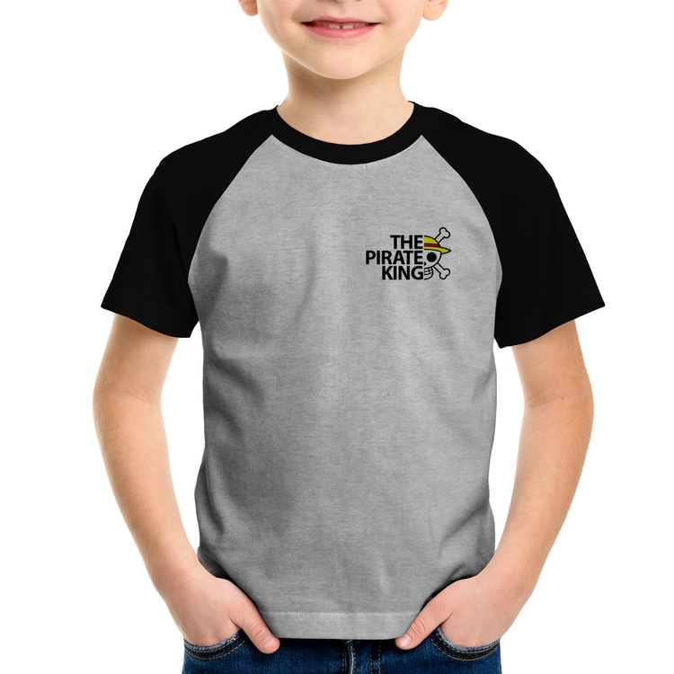 Camiseta Raglan Infantil The Pirate King - Cinza/Preto