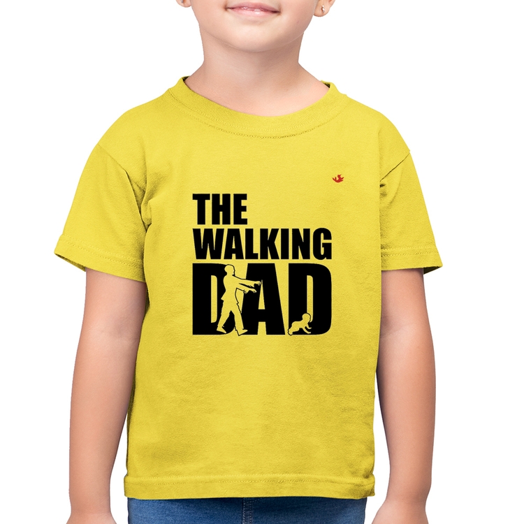 Camiseta Algodão Infantil The Walking Dad Paródia Meme - Amarelo Canário