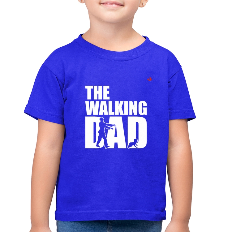 Camiseta Algodão Infantil The Walking Dad Paródia Meme - Azul Royal