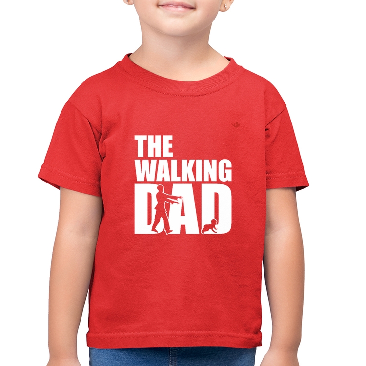 Camiseta Algodão Infantil The Walking Dad Paródia Meme - Vermelha