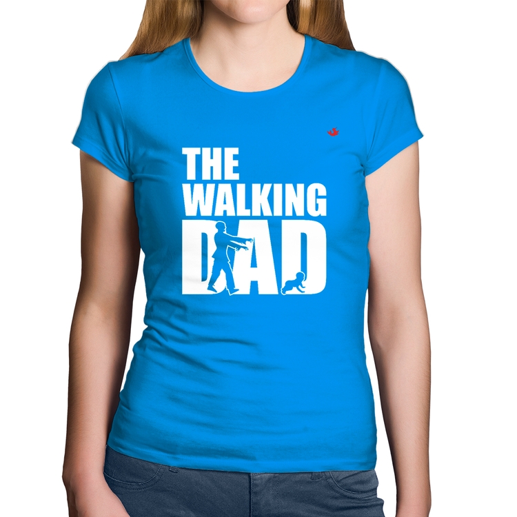Baby Look Algodão The Walking Dad Paródia Meme - Azul