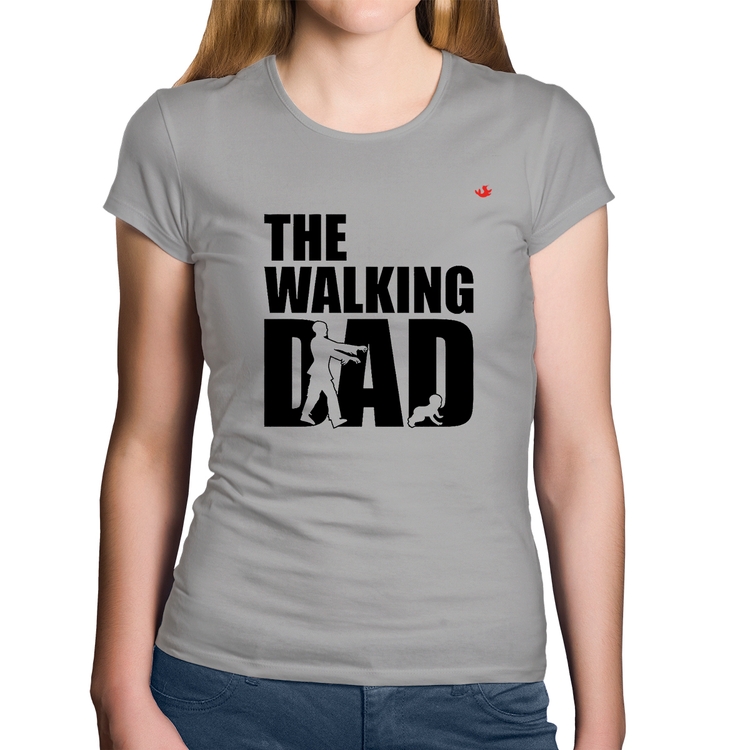 Baby Look Algodão The Walking Dad Paródia Meme - Cinza