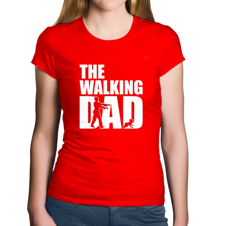 Baby Look Algodão The Walking Dad Paródia Meme - Vermelha