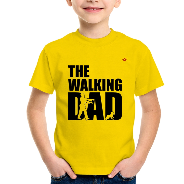 Camiseta Infantil The Walking Dad Paródia Meme - Amarela