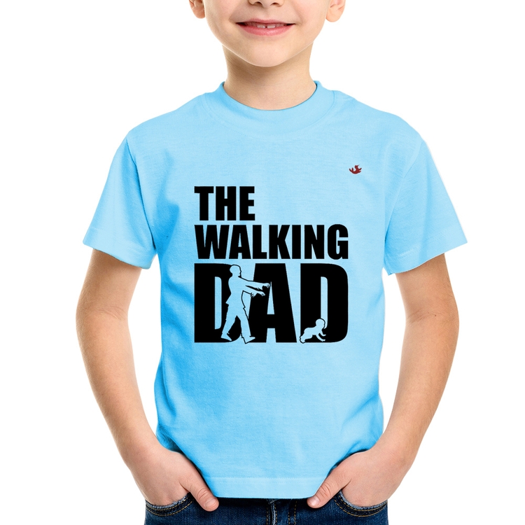 Camiseta Infantil The Walking Dad Paródia Meme - Azul Bebê