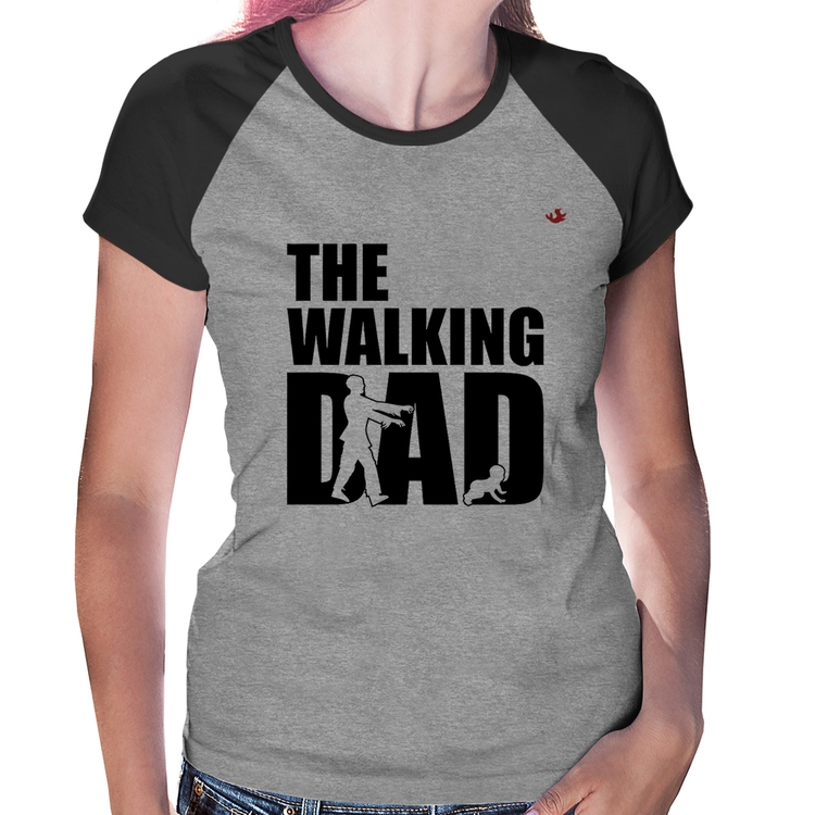 Baby Look Raglan The Walking Dad Paródia Meme - Cinza/Preto