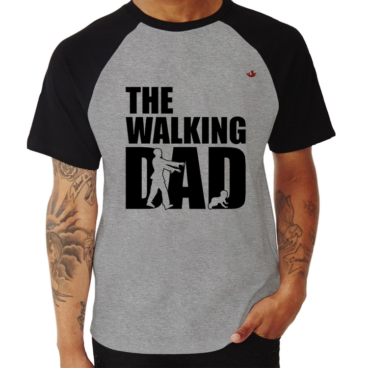 Camiseta Raglan The Walking Dad Paródia Meme - Cinza/Preto