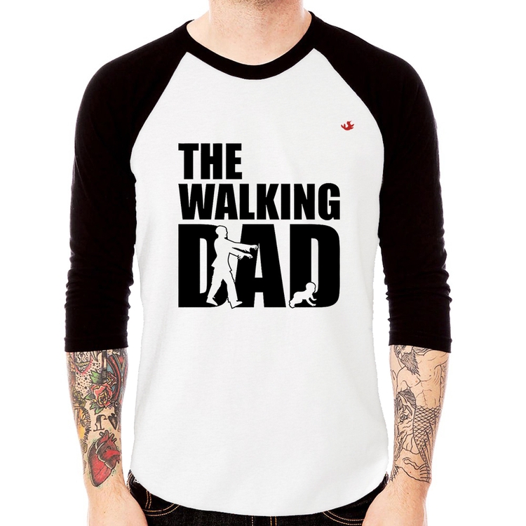 Camiseta Raglan The Walking Dad Paródia Meme Manga 3/4