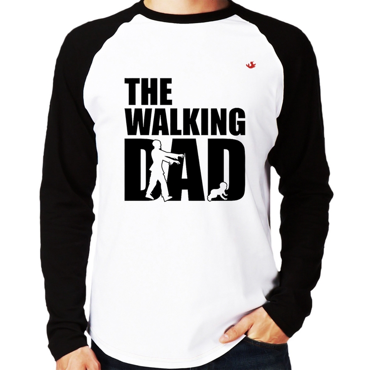 Camiseta Raglan The Walking Dad Paródia Meme Manga Longa