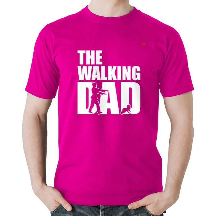 Camiseta Algodão The Walking Dad Paródia Meme - Rosa
