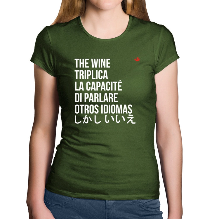 Baby Look Algodão The wine triplica la capacité di parlare otros idiomas - Musgo