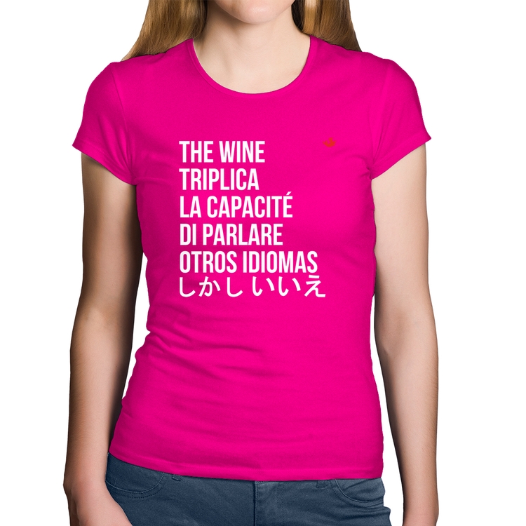 Baby Look Algodão The wine triplica la capacité di parlare otros idiomas - Rosa