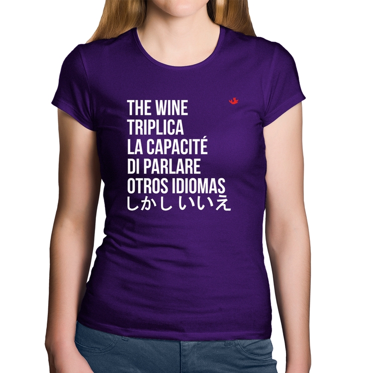 Baby Look Algodão The wine triplica la capacité di parlare otros idiomas - Roxa