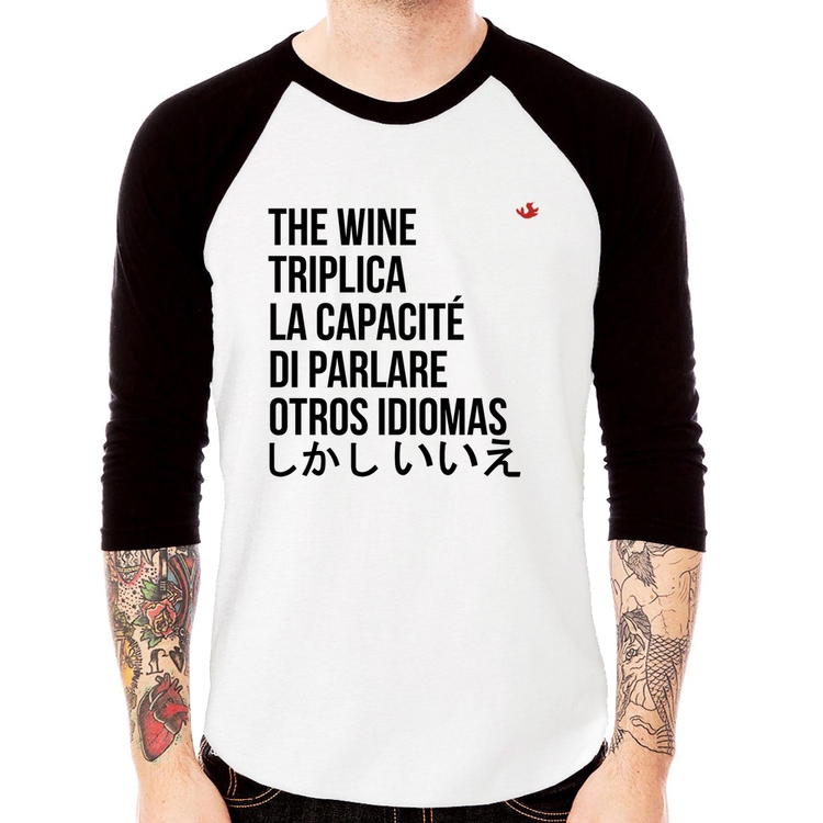 Camiseta Raglan The wine triplica la capacité di parlare otros idiomas Manga 3/4