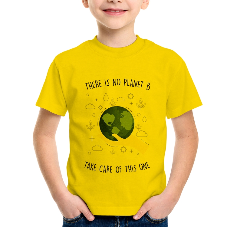 Camiseta Infantil There is no planet B - Amarela