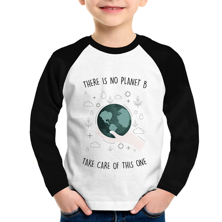 Camiseta Raglan Infantil There is no planet B Manga Longa