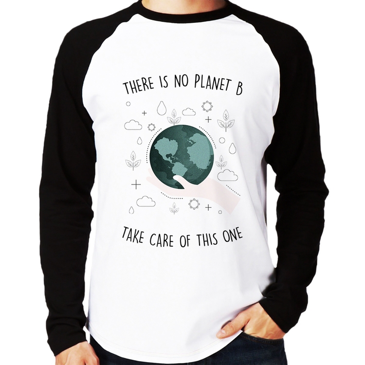 Camiseta Raglan There is no planet B Manga Longa