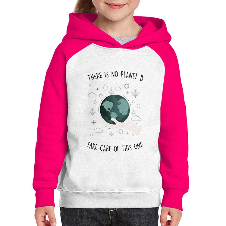 Moletom Infantil There is no planet B - Branco/Rosa