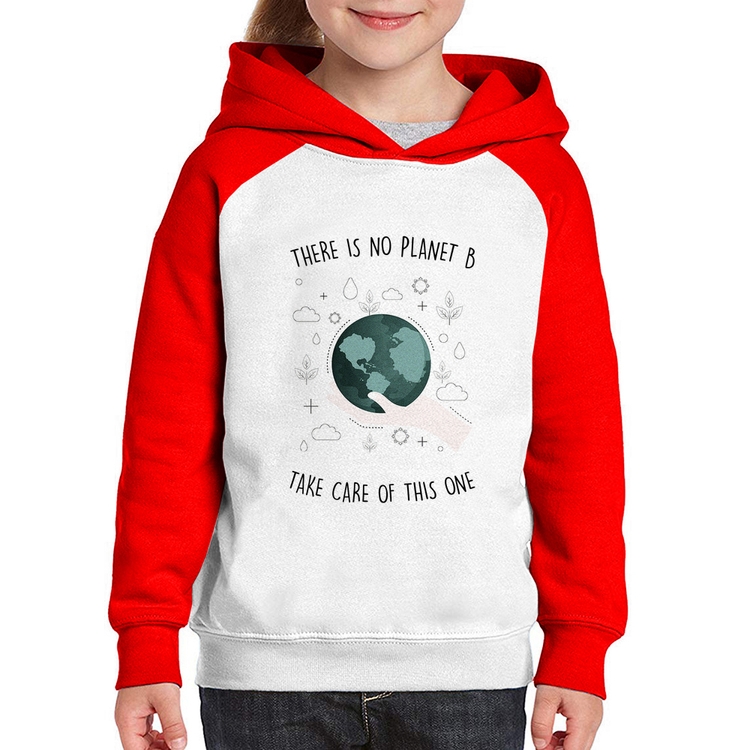 Moletom Infantil There is no planet B - Branco/Vermelho
