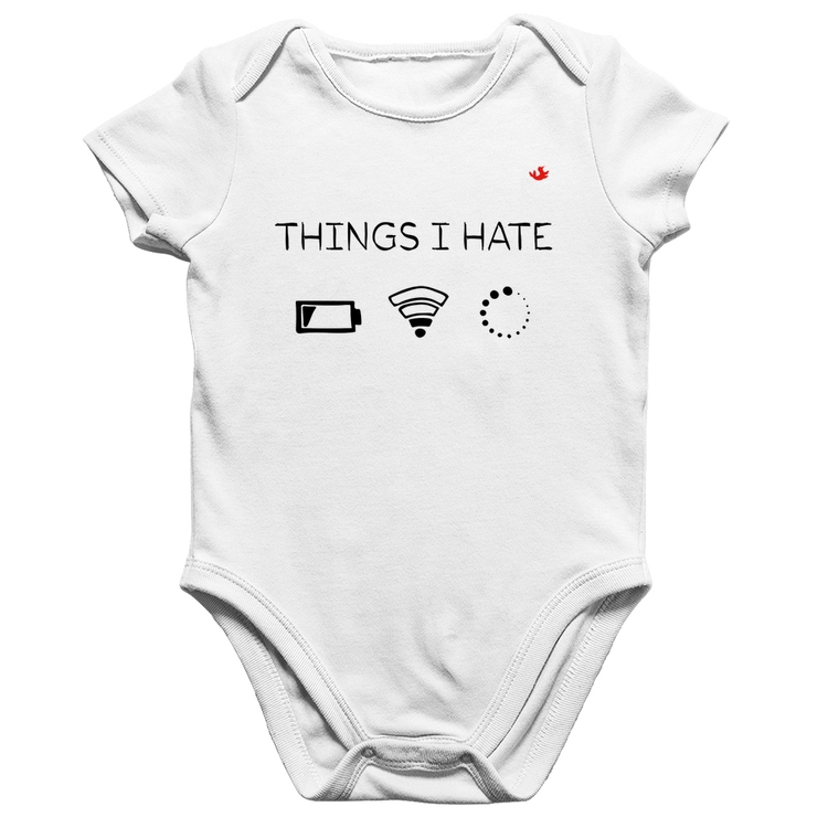 Body Bebê Algodão Things I Hate - Branco