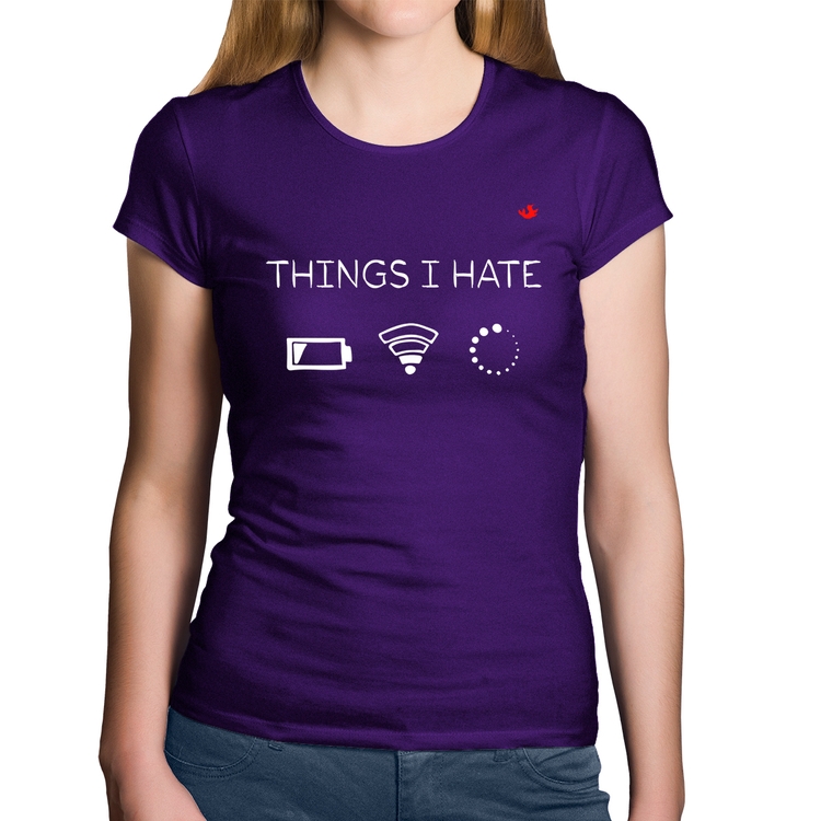 Baby Look Algodão Things I Hate - Roxa