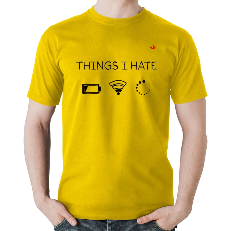 Camiseta Algodão Things I Hate - Amarela