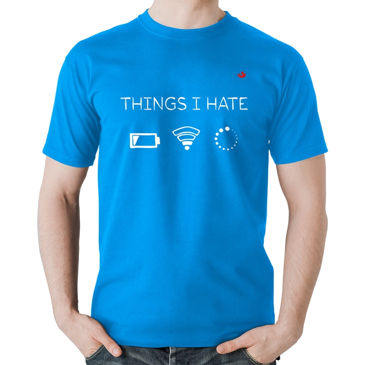 Camiseta Algodão Things I Hate - Azul