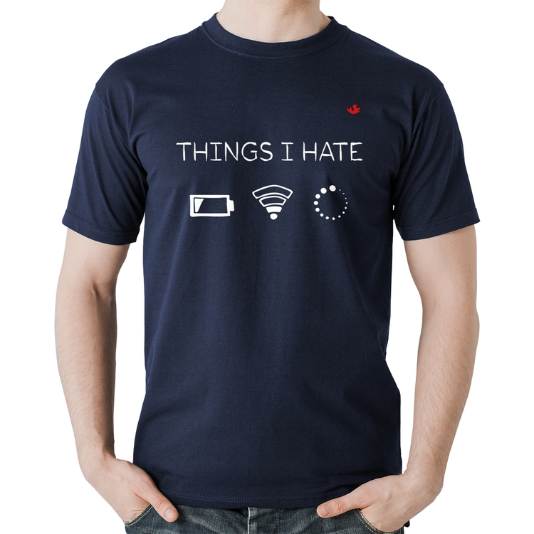 Camiseta Algodão Things I Hate - Marinho