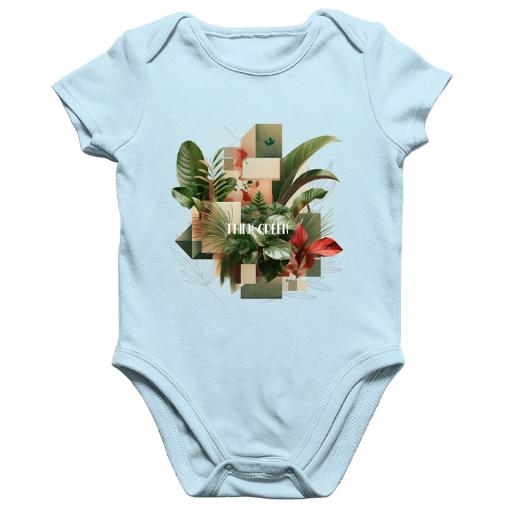 Body Bebê Algodão Think Green - Azul Bebê