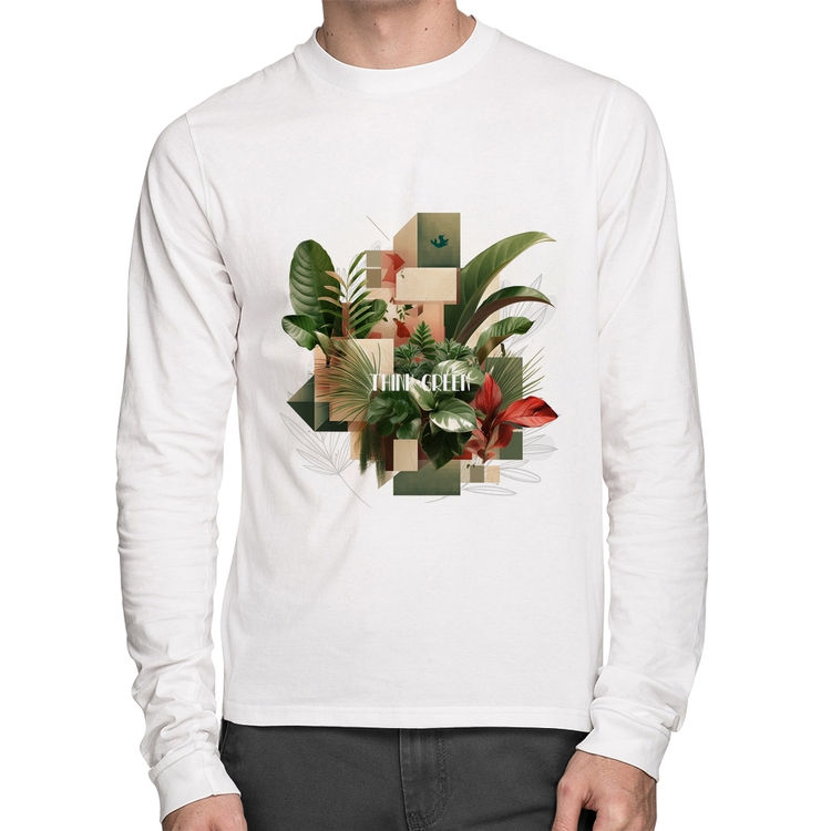 Camiseta Algodão Think Green Manga Longa