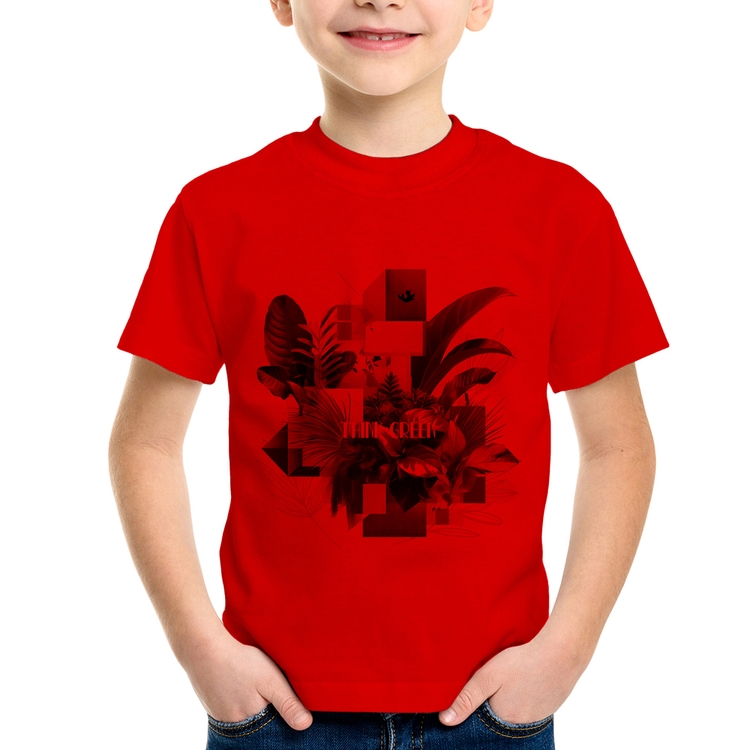 Camiseta Infantil Think Green - Vermelha