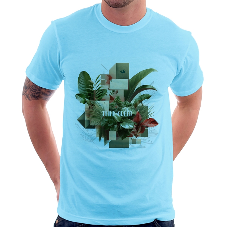 Camiseta Think Green - Azul Bebê