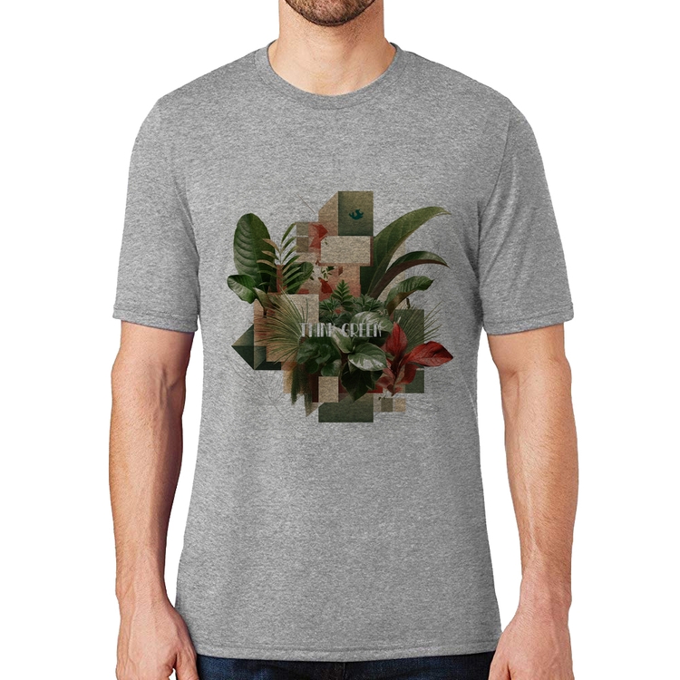 Camiseta Think Green - Cinza