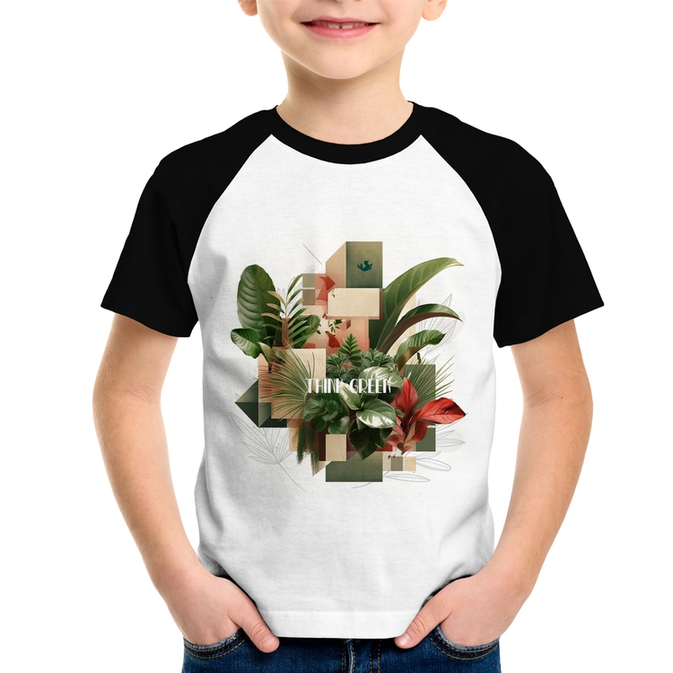 Camiseta Raglan Infantil Think Green