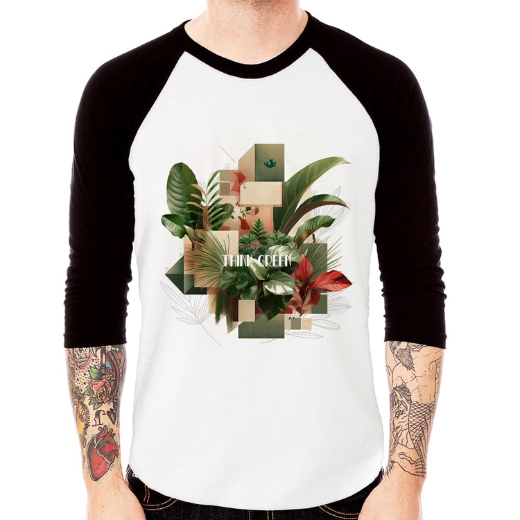 Camiseta Raglan Think Green Manga 3/4