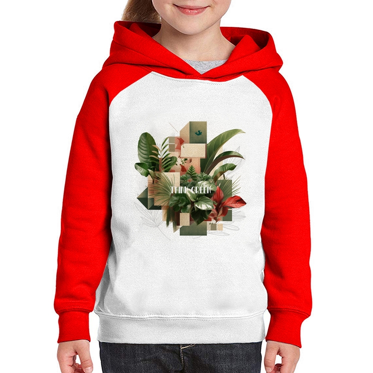 Moletom Infantil Think Green - Branco/Vermelho