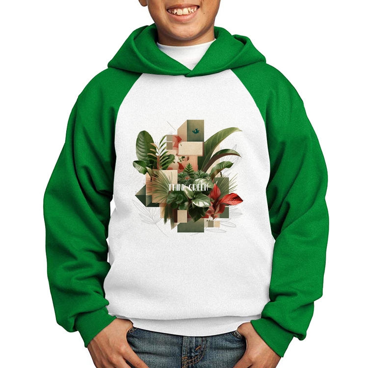 Moletom Infantil Think Green - Branco/Verde