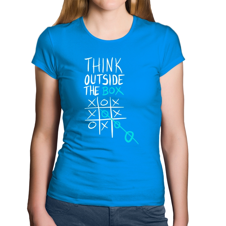 Baby Look Algodão Think Outside The Box - Azul