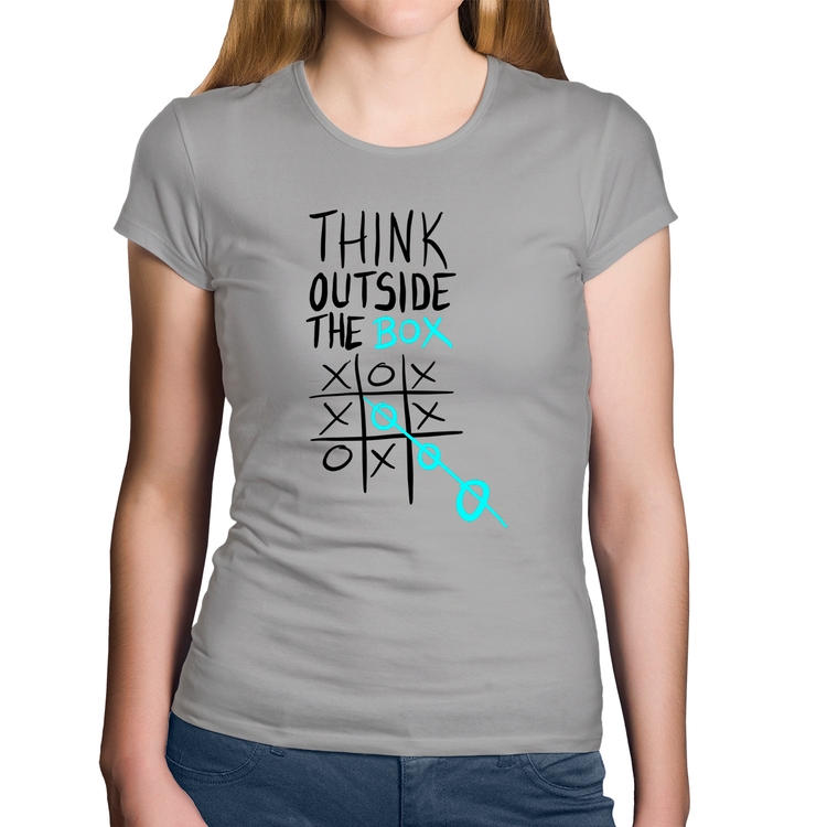 Baby Look Algodão Think Outside The Box - Cinza