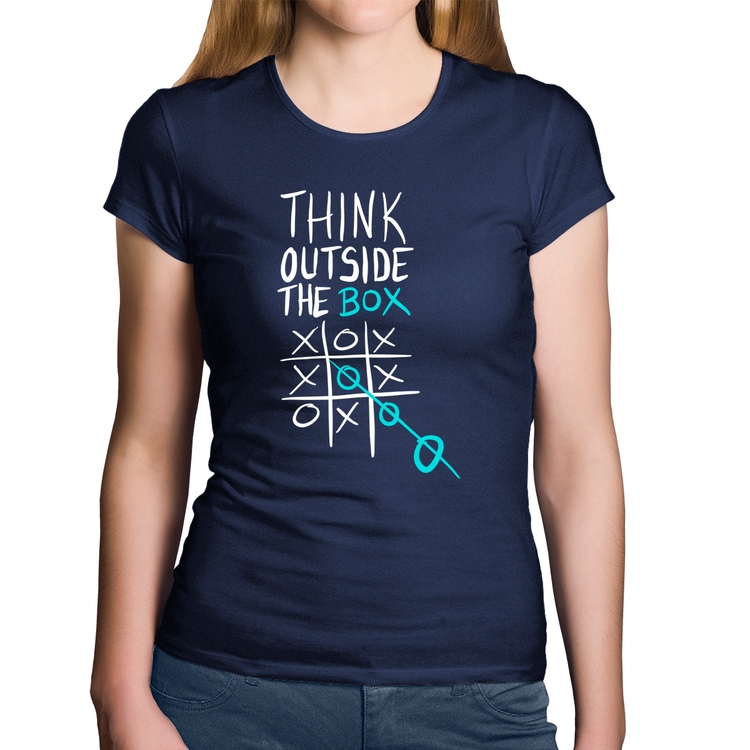 Baby Look Algodão Think Outside The Box - Marinho