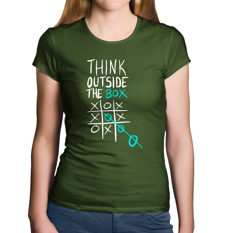 Baby Look Algodão Think Outside The Box - Musgo