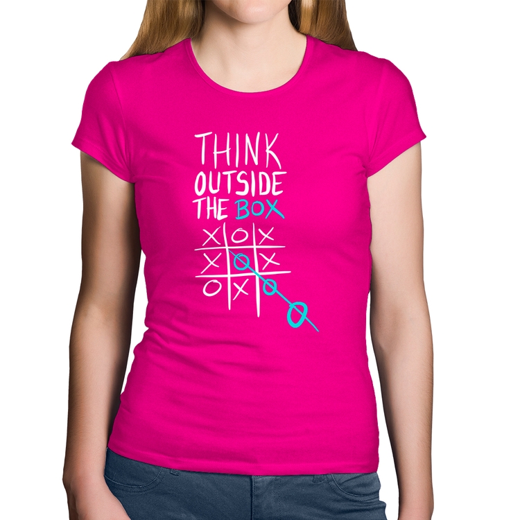 Baby Look Algodão Think Outside The Box - Rosa