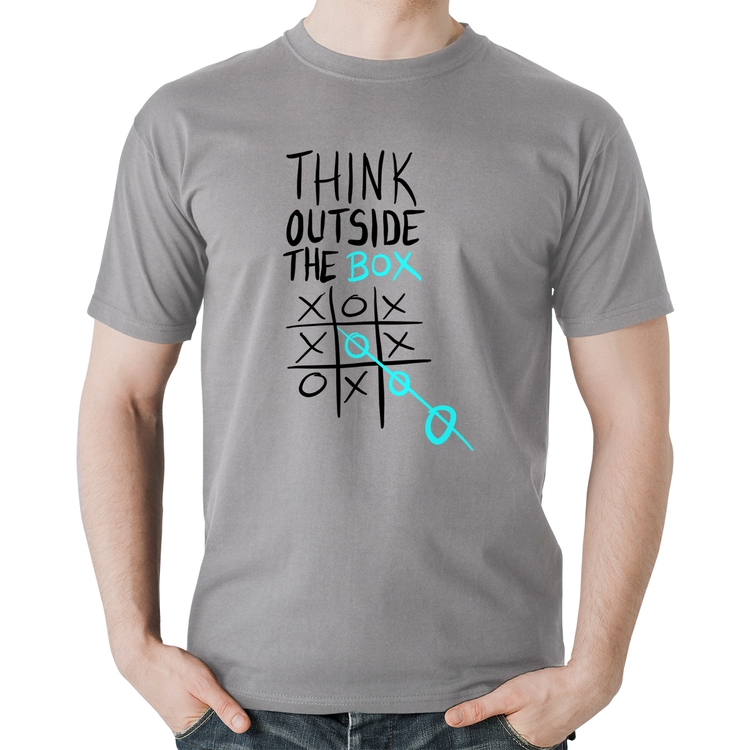 Camiseta Algodão Think Outside The Box - Cinza