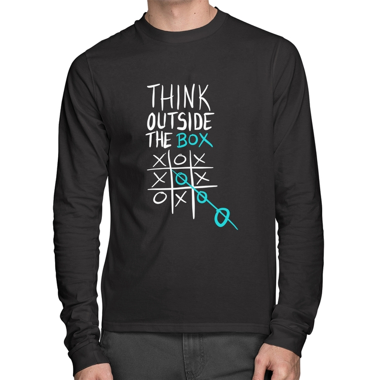 Camiseta Algodão Think Outside The Box Manga Longa