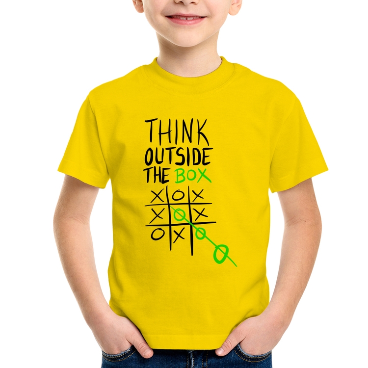 Camiseta Infantil Think Outside The Box - Amarela