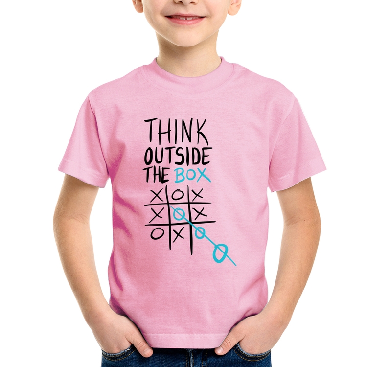 Camiseta Infantil Think Outside The Box - Rosa Bebê
