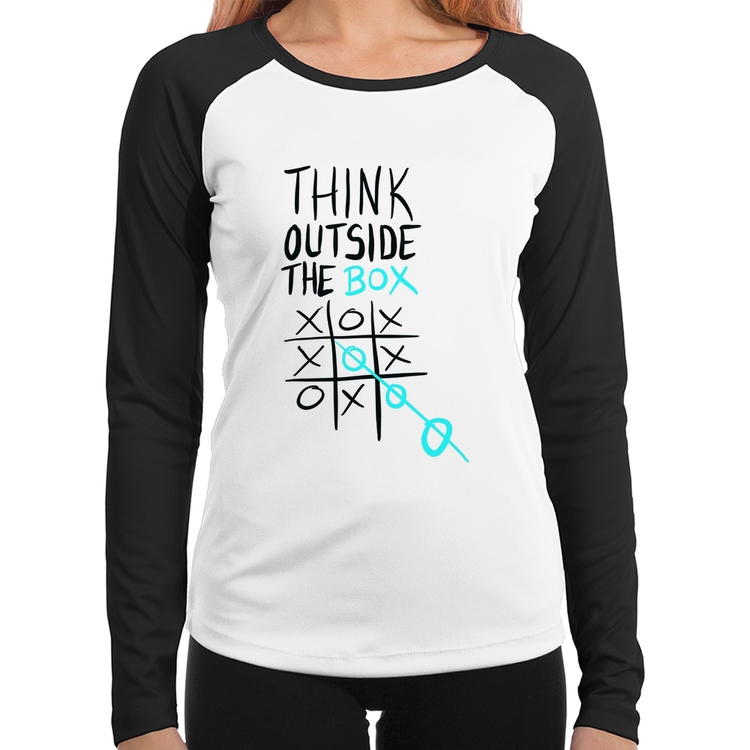 Baby Look Raglan Think Outside The Box Manga Longa